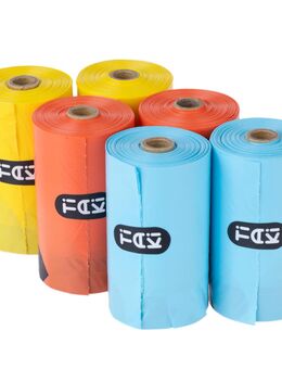 TIAKI Bunte Hundekotbeutel - 6 Rollen á 20 Beutel