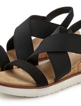 LASCANA Sommerschuh Sandalette Sandale, Sommerschuh mit Keilabsatz und elastischen Riemen VEGAN