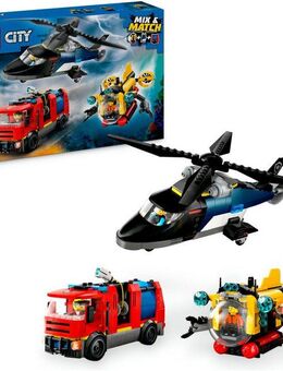 LEGO® Kombinationsset mit Hubschrauber, Löschauto und U-Boot (60462) Konstruktionsspielsteine, (874 St), LEGO City, Made in Europe
