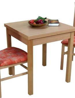 HOFMANN LIVING AND MORE Essgruppe Anthony, (Spar-Set, 3-tlg., 1 Tisch, 2 Stühle), Stuhlgestell und Tischbeine aus Massivholz, Tisch mit 2 Ansteckplatten