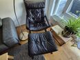 Designer Sessel Mahagoni mit Hocker in 74382