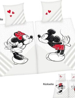 Disney Partnerbettwäsche Disney's Mickey und Minnie Mouse in Gr. 135x200 cm, Renforcé, Bettwäsche aus Baumwolle, Disney-Bettwäsche, Partnerbettwäsche