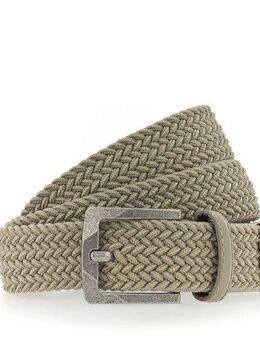 MUSTANG Stretchgürtel Elastisch in Flechtoptik, mit markanten Lederdetails, 3,5 cm
