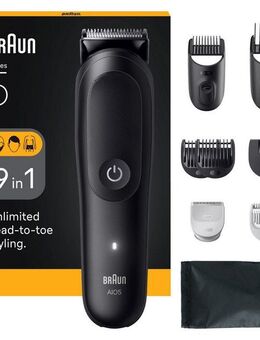 Braun Haarschneider Braun All-in-One Series 5, 9-in-1 Set, ultrascharfe Klinge, 120 Min Akku, SkinGuard-Technologie
