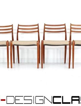 neuwertig, 4er-Set Niels O. Møller von J.L. Møllers, Modell 78, Danish Vintage Teak Esszimmerstühle, neue Polsterung / Bezug, Neupreis 5160,- Euro - Hamminkeln Zentrum