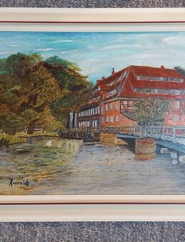 RARITÄT! - Ölgemälde aus der Nachkriegszeit - "Alte Uelzener Wassermühle" - Schenefeld (Landkreis Pinneberg)