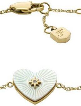 Fossil Armband Schmuck Geschenk Edelstahl RADIANT LOVE HEART, mit Glasstein - mit Perlmutt
