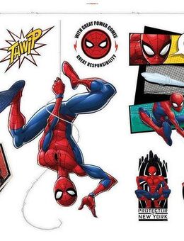 Komar Wandtattoo Spider-Man Web Head - Größe 100 x 70 cm (8 St), selbstklebend, Wandsticker, Kinderzimmer