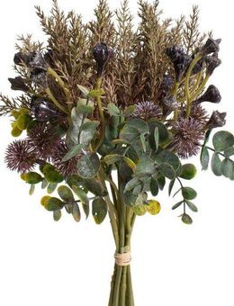 Kunstzweig Eukalyptusbund mit Kugeldisteln, Botanic-Haus, Höhe 32 cm