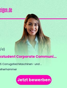 Werkstudent (m/w/d) Corporate Communications - Schwerpunkt: Foto-/Videoproduktion - Weiherhammer