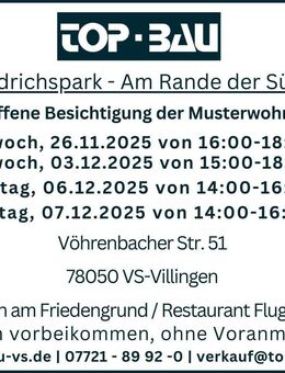 Friedrichspark Haus A5: Großer Balkon mit 17 m², Tageslichtbad, Gäste-WC, 1.-3.OG, KfW 55! - Villingen-Schwenningen