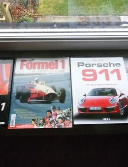5 Auto-Bücher/Bildbände zus. 15,- Formel 1, Porsche, Automobile und 1 Motorrad-Zeitschrift - Flensburg