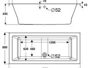 OTTOFOND Badewanne Cubic, (Komplett-Set, 3-tlg), mit Fußgestell und Ablaufgarnitur