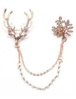 Firetti Brosche Schmuck Geschenk Ansteckschmuck Gliederkette Perle, Hirsch, Baum, mit Glasstein - mit Acrylperle