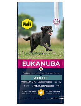 3 kg gratis! 18 kg Eukanuba Breed Huhn - Adult Large