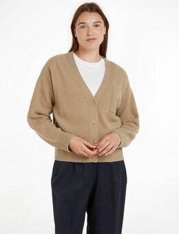 Tommy Hilfiger Strickjacke TH SCRIPT SOFT WOOL V-NK CARDI mit Tommy Hilfiger Script Logo-Schriftzug