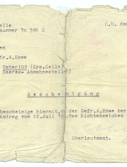 BESCHEINIGUNG ZUM TRAGEN DES RICHTABZEICHENS 1942 - Ochsenfurt