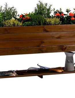 dobar Hochbeet mit Ablage inkl. Pflanzfolie, LxBxH: 117x40x80 cm