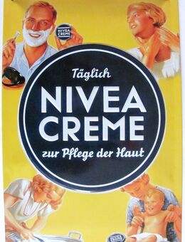 Nivea - Täglich Nivea Creme zur Pflege der Haut - Retro Blechschild 30 x 20 cm - Original Nivea Werbung von 1937 - Doberschütz