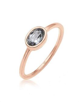 Elli Verlobungsring Oval Glas Kristalle Grau 925 Sterling Silber