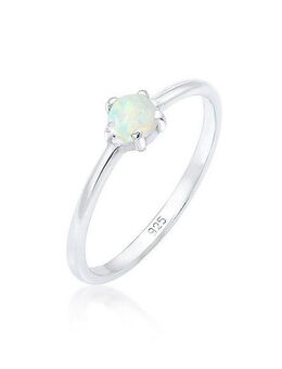 Elli Fingerring Silberring mit synth. Opal rund 925er Silber