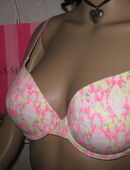 NEU mit ETIKETT * Glencheck- Style* Push-Up * BH * Bra "Victoria's Secret" PINK * Gr. 75B / 36- 38 S * US Gr. 34B * neon * Pastell * in 88499