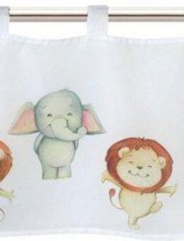 Delindo Lifestyle Scheibengardine Kinderzoo, Schlaufen (1 St), halbtransparent, Voile, mit Schlaufenaufhängung für die Küche