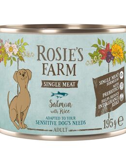 Rosie's Farm Single Meat Adult 6 x 195 g - Fisch & Reis