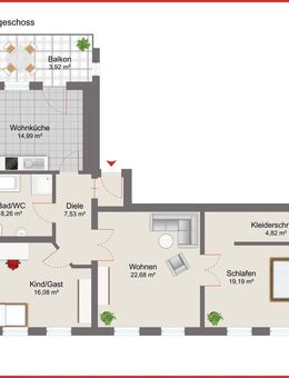 3-R-Wohnung mit Wohnküche und Balkon - Finsterwalde