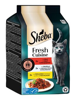 Sparpaket Sheba Fresh Cuisine Taste of Paris 36 x 50 g - Rind, Weißfisch & Hühnerleber