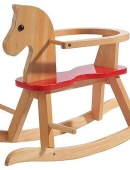 roba® Schaukelpferd Natur/Rot, aus Holz