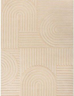 FLAIR RUGS Wollteppich Zen Garden, modern & mit Linien, Höhe: 10 mm, 100% Wolle, Hoch-Tief-Effekt, auch als Läufer und in Rund erhältlich