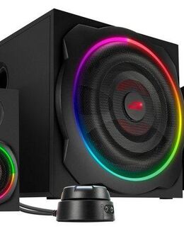 Speedlink GRAVITY LT RGB Subwoofer System aus Holz mit Bluetooth 2.1 Soundsystem 2.1 (40 W RMS, 80 W Spitzenleistung, 3,5mm Klinke, RGB-Tischfernbedienung)