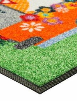 wash+dry by Kleen-Tex Fußmatte Happy Camping, rechteckig, Höhe: 7 mm, Schmutzfangmatte, Motiv Wohnwagen, rutschhemmend, waschbar