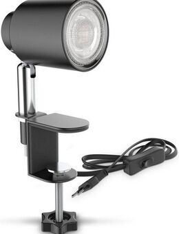 B.K.Licht Klemmleuchte BK_KL1353 LED Tischleuchte, Inkl. GU10-Leuchtmittel, Schwenkbar, LED wechselbar, Warmweiß, Schwenkbar, Metall, Schwarz, 3.000K, 400Lm, Klemmbar bis 3cm, 5W