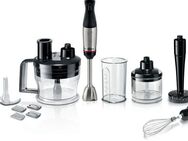 BOSCH Stabmixer ErgoMaster Serie 6 MSM6M673, 4 Klingen, Mixfuß Edelstahl, schwarz, 1000 W, Becher, Stampfer, Zerkleinerer groß & klein, 10 Jahre Motorgarantie