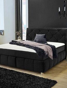 Jockenhöfer Gruppe Boxspringbett Bella erhältlich in 140 & 180cm Breite, mit Kaltschaum-Topper und Rauchglas-Steinen
