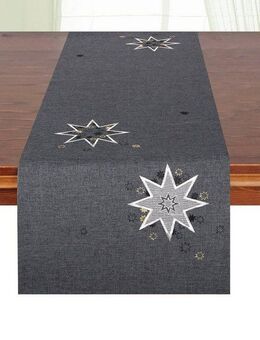 Delindo Lifestyle Tischläufer Weihnachtssterne (1-tlg), Glattes Gewebe, bestickt