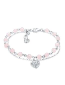 Elli Armband Herz Quarz Perlen Rosé 925 Sterling Silber