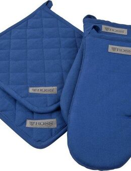 ROSS Topflappen Exclusiv, (Set, 4-tlg), 2x Topflappen und 2x Grillhandschuh, 100% Baumwolle
