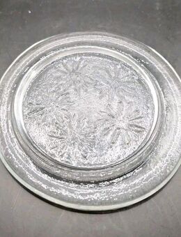 Kerzenteller Kerzen Glas klar weiß Rund 12cm Durchmesser Blumenmuster Teller - Essen