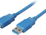 USB 3.0 Typ A, Datenleitung, Stecker, Stecker, 50cm lang, doppelt geschirmt, Knickschutz, blau - Fürth