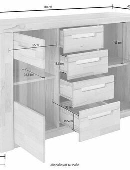 Home affaire Sideboard Kolding, Breite 140 cm mit 2 Glastüren