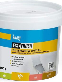 Knauf 593749 Füllspachtel FIX Finish Spezial zum Füllen von Spalten und Rissen mit mäßigen Bewegungen – elastische Gips-Spachtel mit hoher Elastizität, licht-grau, 500-g Set432 - Wuppertal