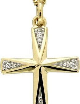 Firetti Kreuzanhänger Schmuck Geschenk Gold 333 Halsschmuck Anhänger für Halskette Kreuz, mit Brillanten