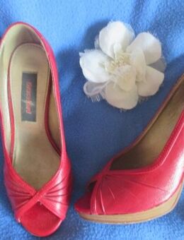 50er Jahre Pinup * Rockabilly- Style * Lack- Leder- Imitat * High- Heels * Peep Toes * PUMPS * SCHUHE "Graceland" Gr. 36- 36,5/ 3- 3,5 * rot * - Riedlingen