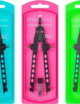 Faber-Castell Zirkel Schnellverstellzirkel Factory Neon, Lieferung erfolgt farblich sortiert!