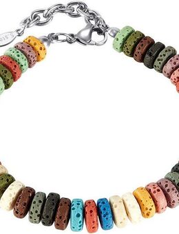 Firetti Armband Schmuck Geschenk Edelstahl Armschmuck Ankerkettengliederung Regenbogen, mit Lavastein