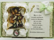 Wunderschönes, handgefertigtes Dekobuch zum 75. Geburtstag mit Holzbuchständer - Pressath
