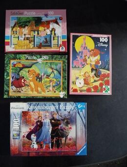 Disney Frozen II, Der König der Löwen, Die Schöne und das Biest, Bibi&Tina, 4 Puzzles, 100+280 Teile, zusammen 10,- - Flensburg